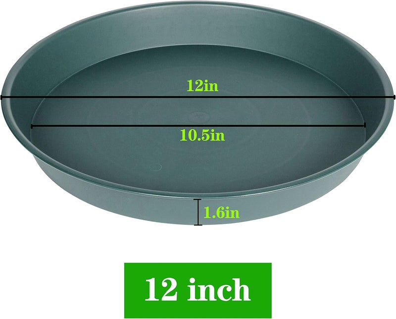 Bleuhome 6 Pack of 12 inch Plant Saucer Bird Bath Bowl, Heavy Duty Plastic Plant Saucer 12 inch Round, Durable Plant Tray for Pots, Plant Saucers for Indoors, Plant Trays for Planter (12", Green) - Image 2